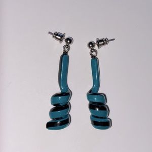 blue and black vintage novelty earrings